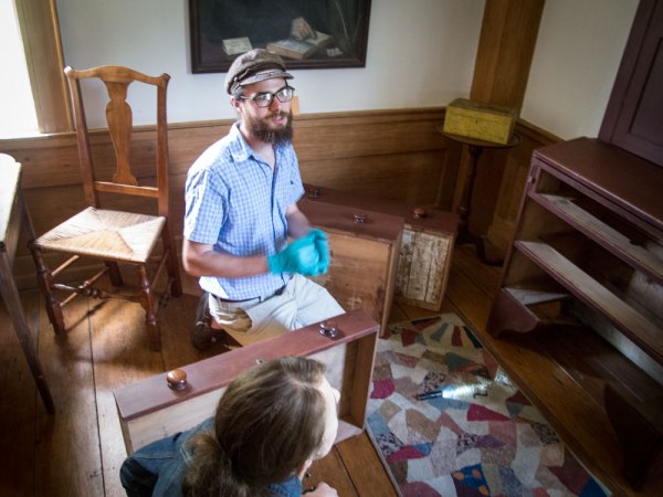 Joshua Klein during a visit to Jonathan Fisher's Maine home.