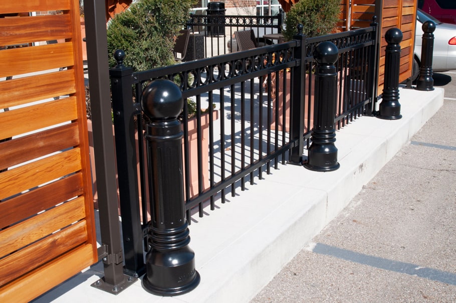 An R-7539 Bollard protecting a seating area