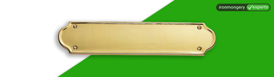 302mm x 65mm Polished Brass Shaped End Push Plate