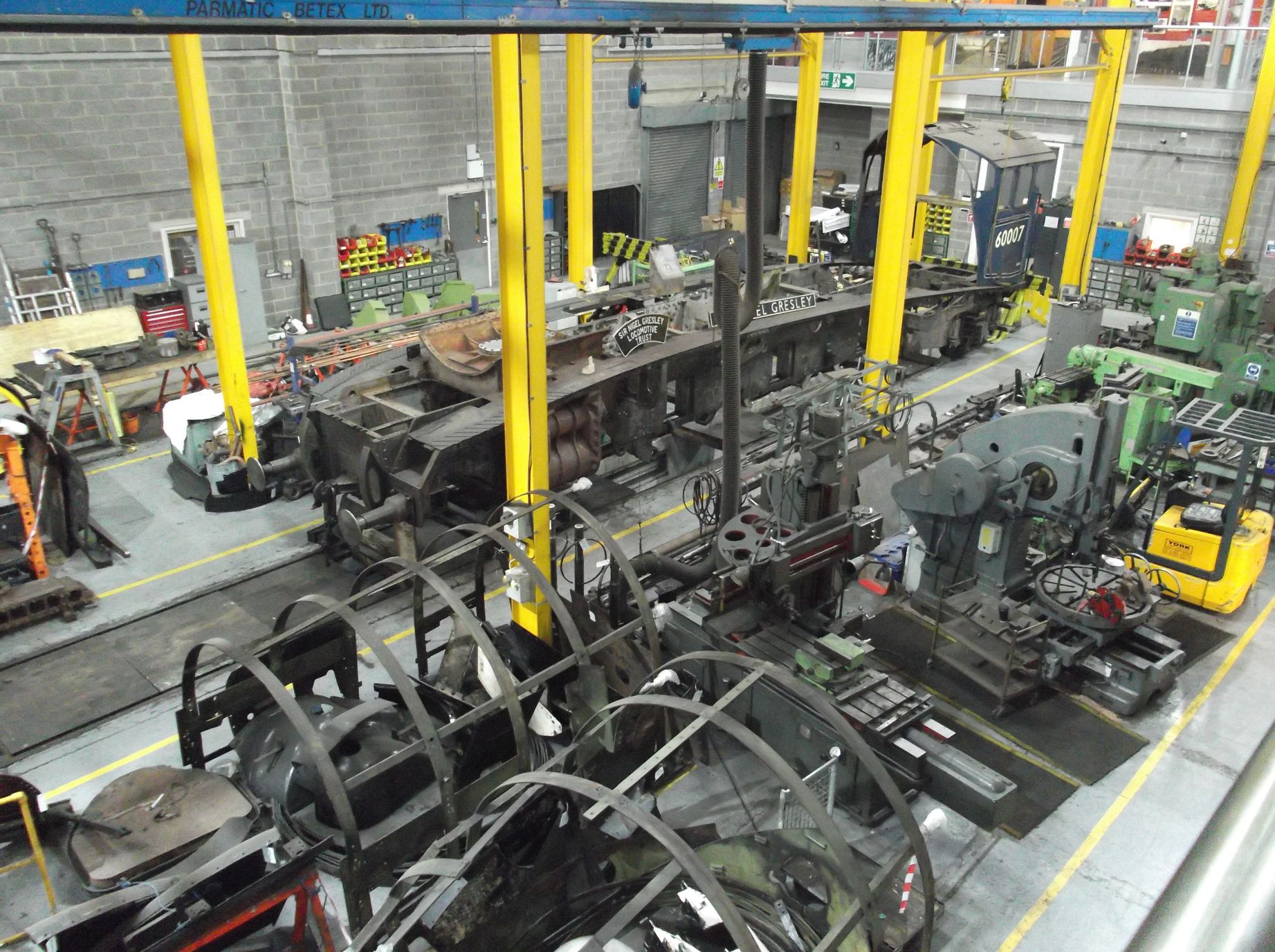 A general view of the loco in workshop