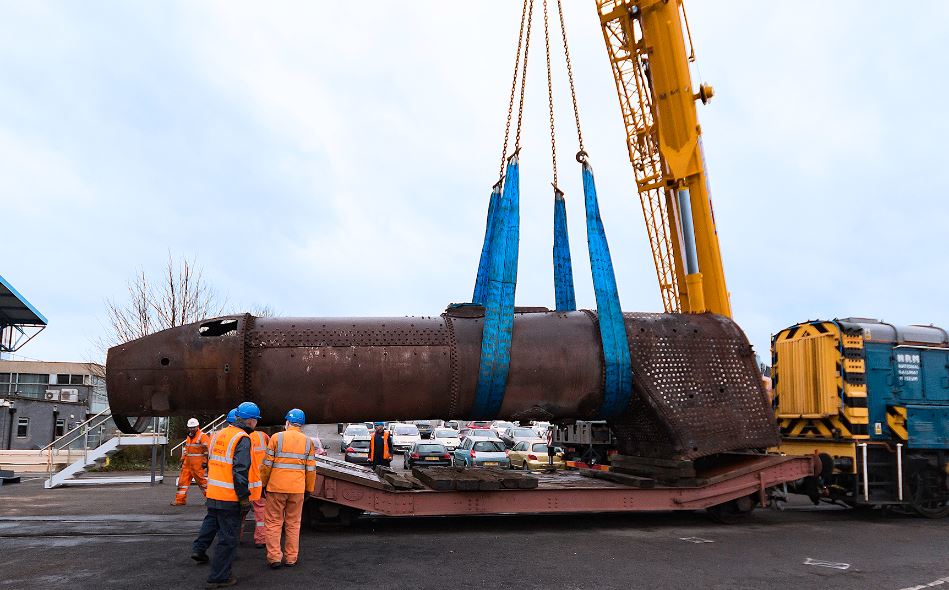 The boiler safely on the wagon (Image courtesy of Trevor Camp)